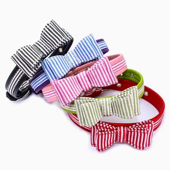 Zach Saylor Red Oxford Stripe Bow Tie Dog Collar Large Gift Packaged - Picture 2 of 9